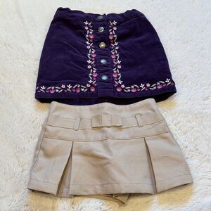 Gymboree / Nautica 2T skirt bundle embroidered corduroy & preppy tan